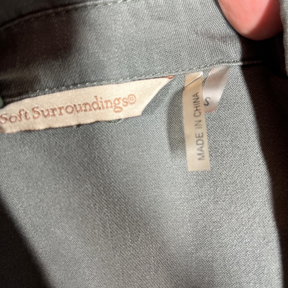 Soft Surroundings Green Long Sleeve Button Down Shirt Dress S Lyocell Soft Comfy - Picture 5 of 11